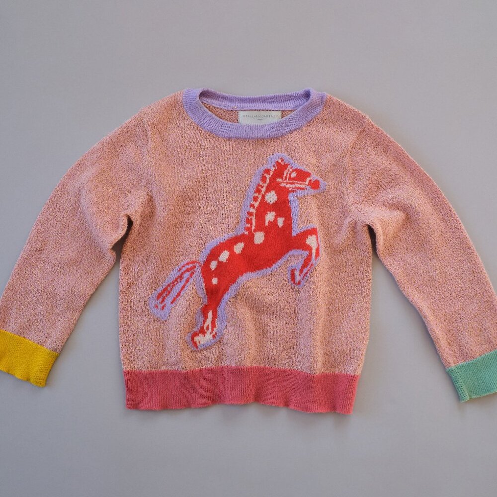 STELLA MCCARTNEY KIDS HORSE INTARSIA KNIT SWEATER